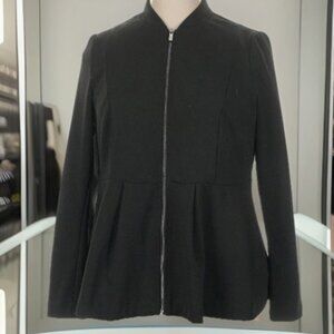 Lane Bryant Women Size 22 Black Silver Zip Ponte Long Sleeve Blazer Jacket